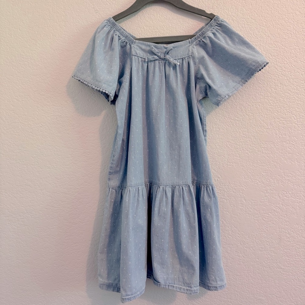 Jessica Simpson Blue Off-Shoulder Flutter Sleeve Sundress
